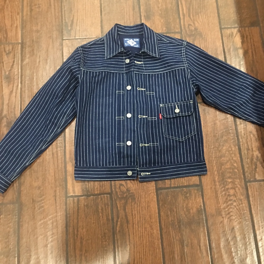 Bob Dong wabash striped indigo vintage jacket